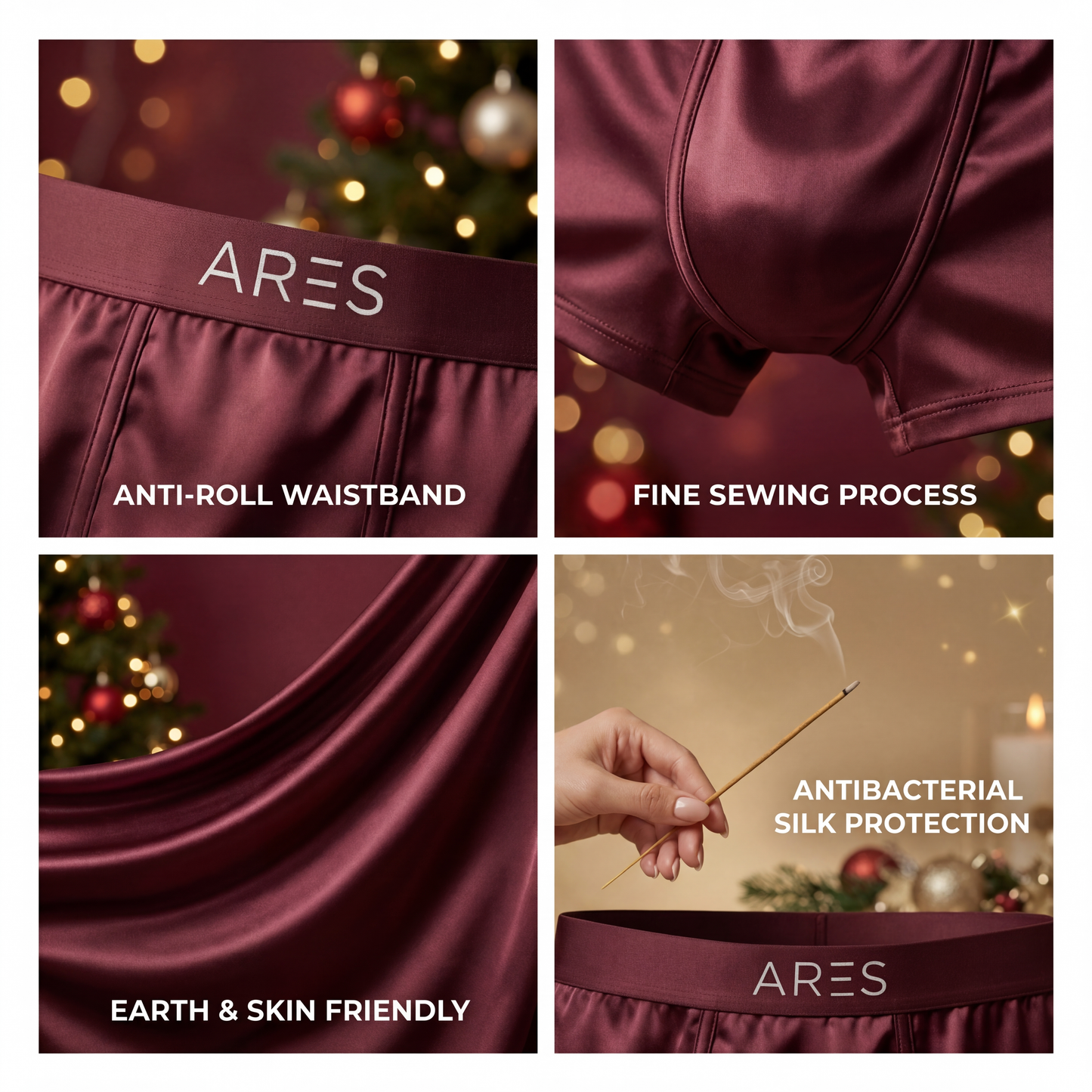 Boxers de Seda Premium | Conforto Todo o Dia Borgonha (NOVO)