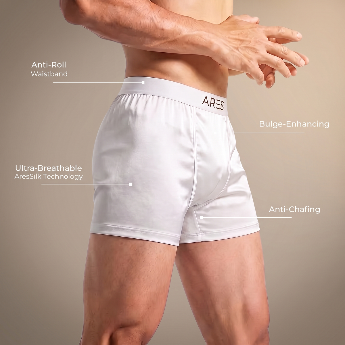 Boxers de seda ARES | Conforto durante todo o dia (Edição branca)